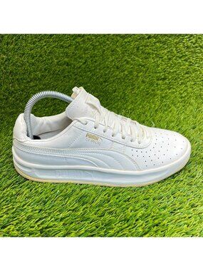 Puma GV Special Boys Size 7Y White Gold Athletic Walking Leather Shoes Sneakers